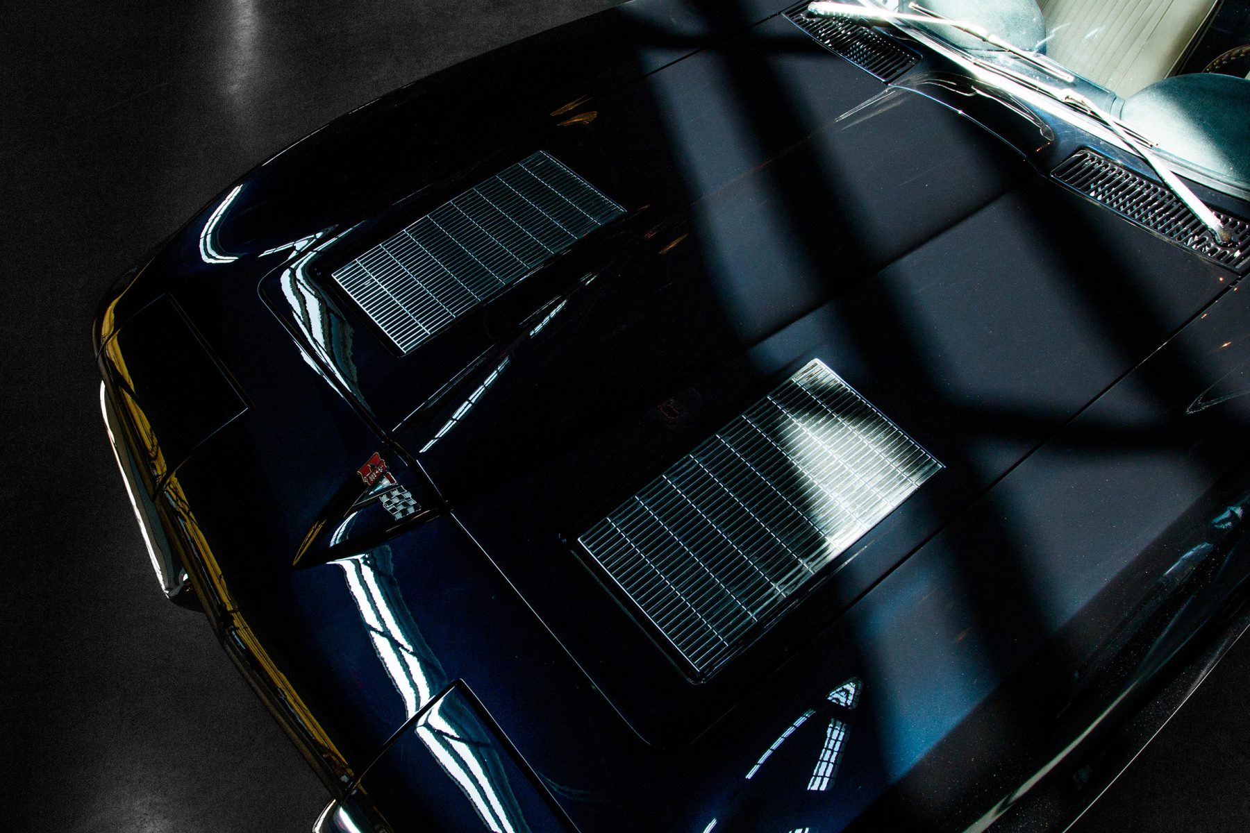aerial view of the front of a 1963 corvette stingray
