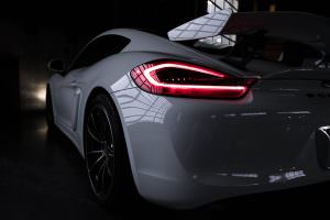 A photo of a rear of a Porsche