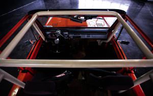1969 orange ford bronco interior from above