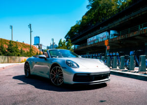 2021 Porsche Cabriolet with the top down